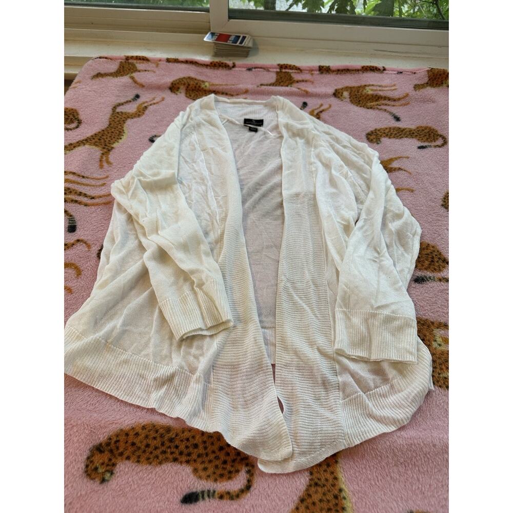 Light Creamy White Medium Petite Worthington Long Sleeve Sweater Cardigan